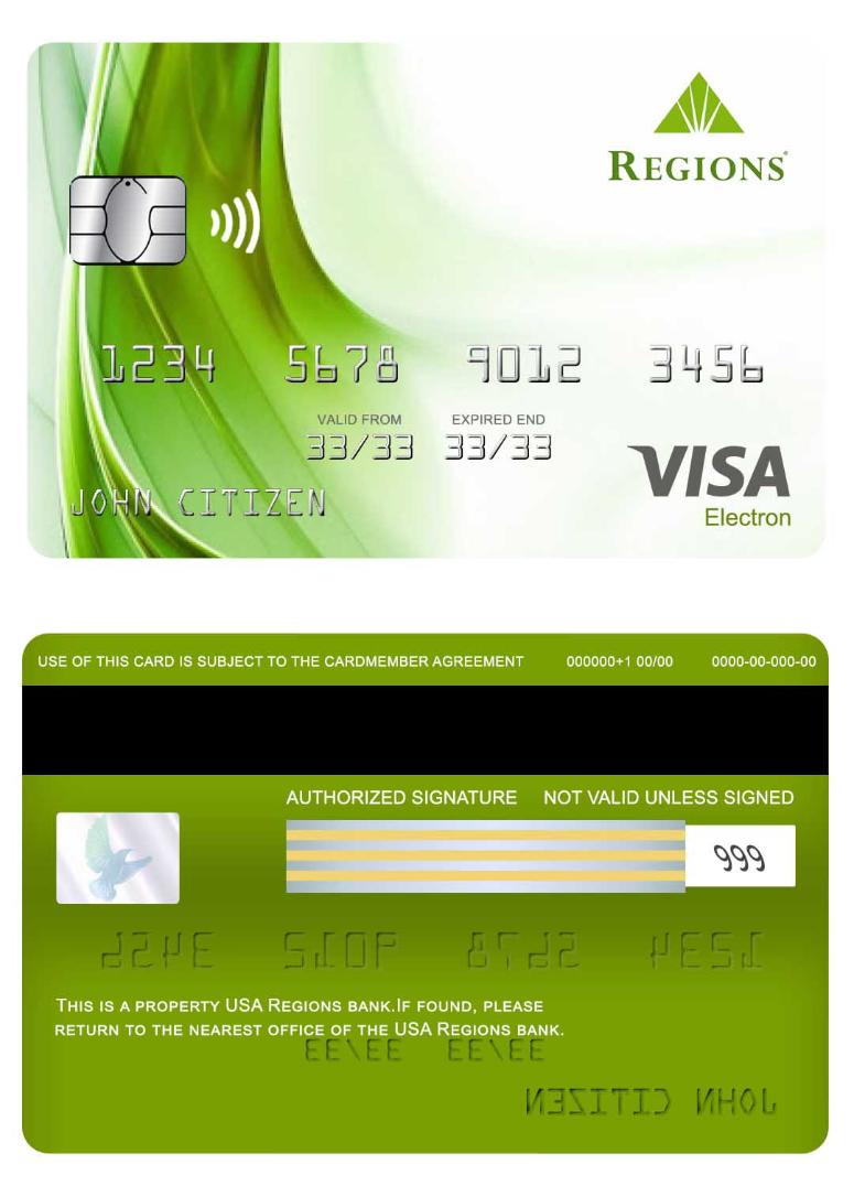 USA Regions bank visa electron card